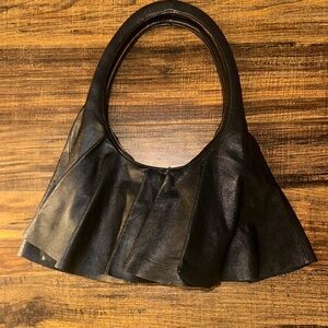Coperni Black Leather Ruffled Shoulder Bag